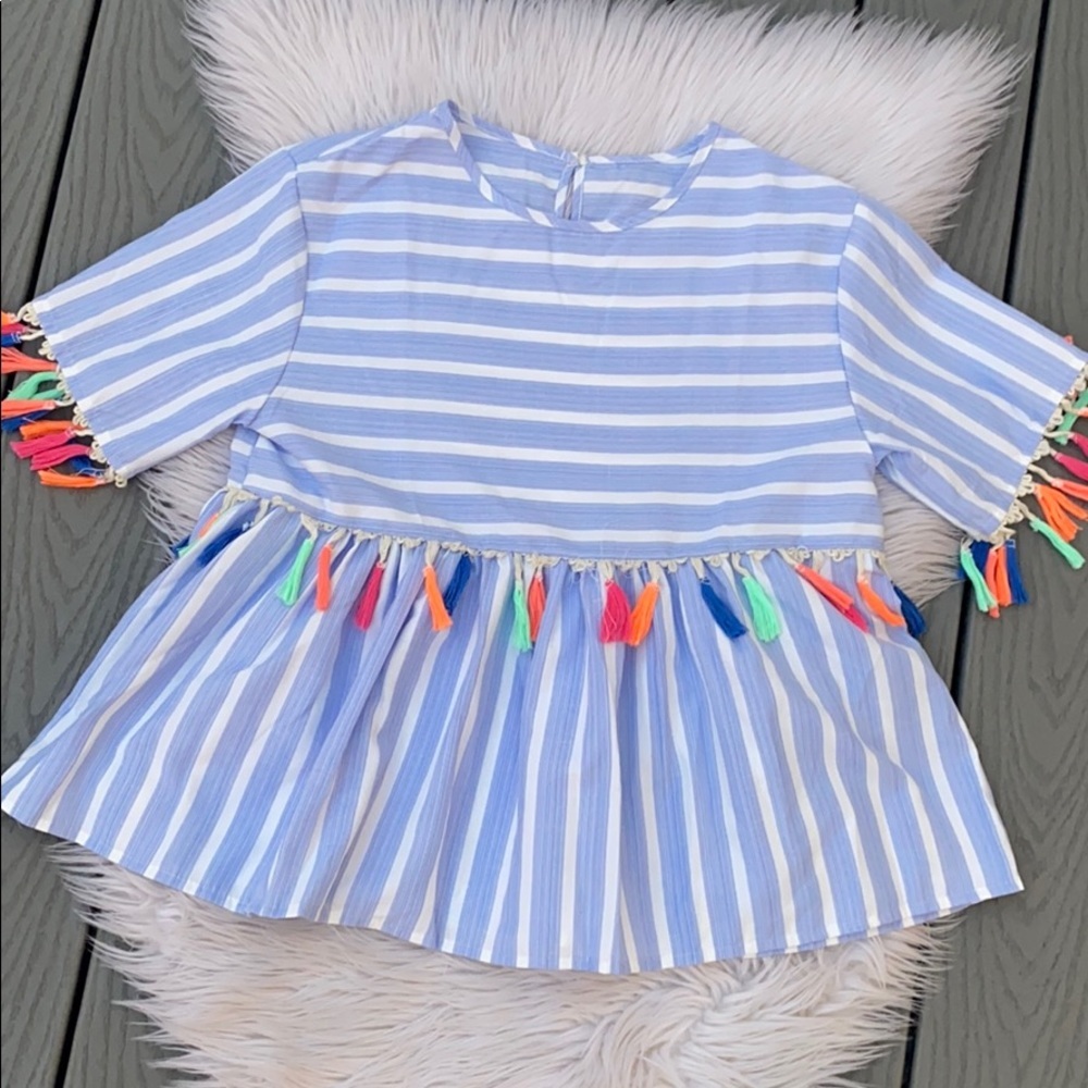 Babydoll tassel embellished top